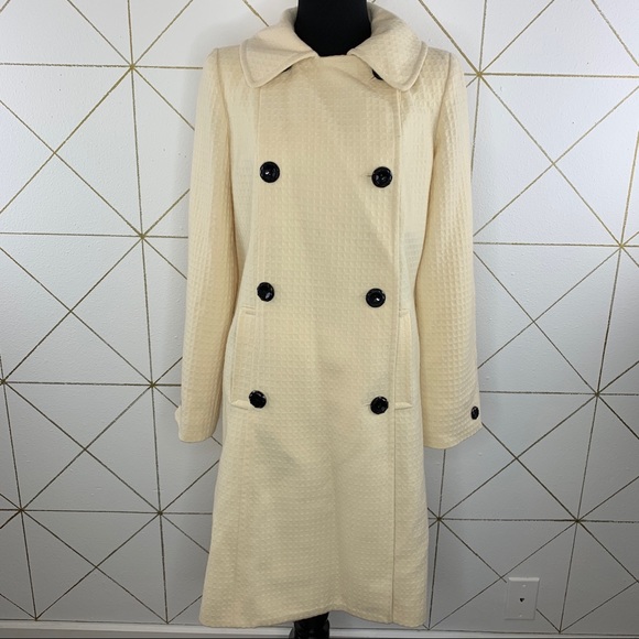 Milly Of New York Textured Lambswool Double Breasted Trench Coat Size 4 - Picture 1 of 12